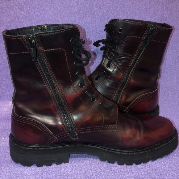 Used The Kooples Burgandy Side Zip Boots Size 9.5 Ladies 8.5 Men’s 41EU - Picture 8 of 15